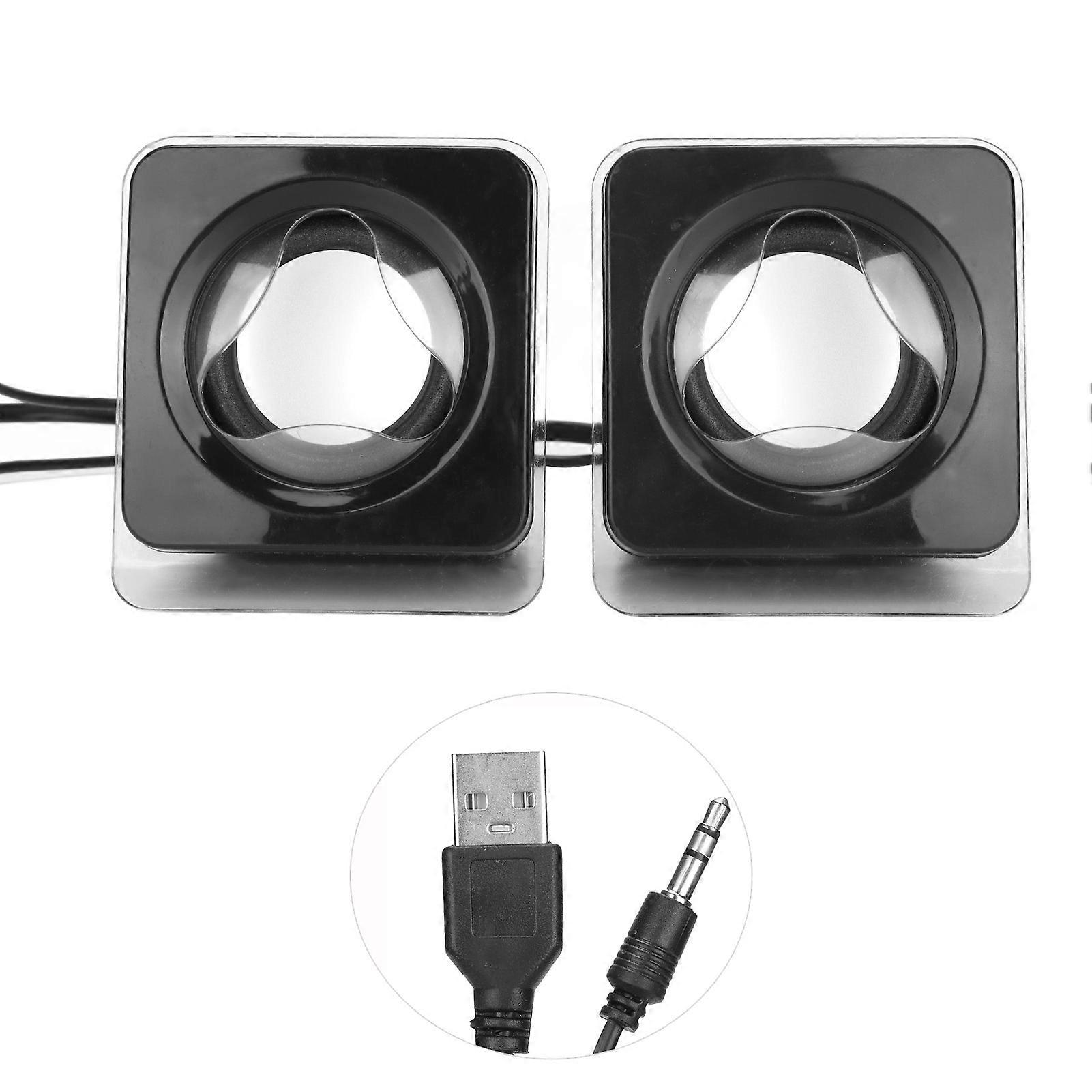 1 Pair Mini USB2.0 Speaker Computer Laptop Desktop Wired Stereo Music Speaker Black
