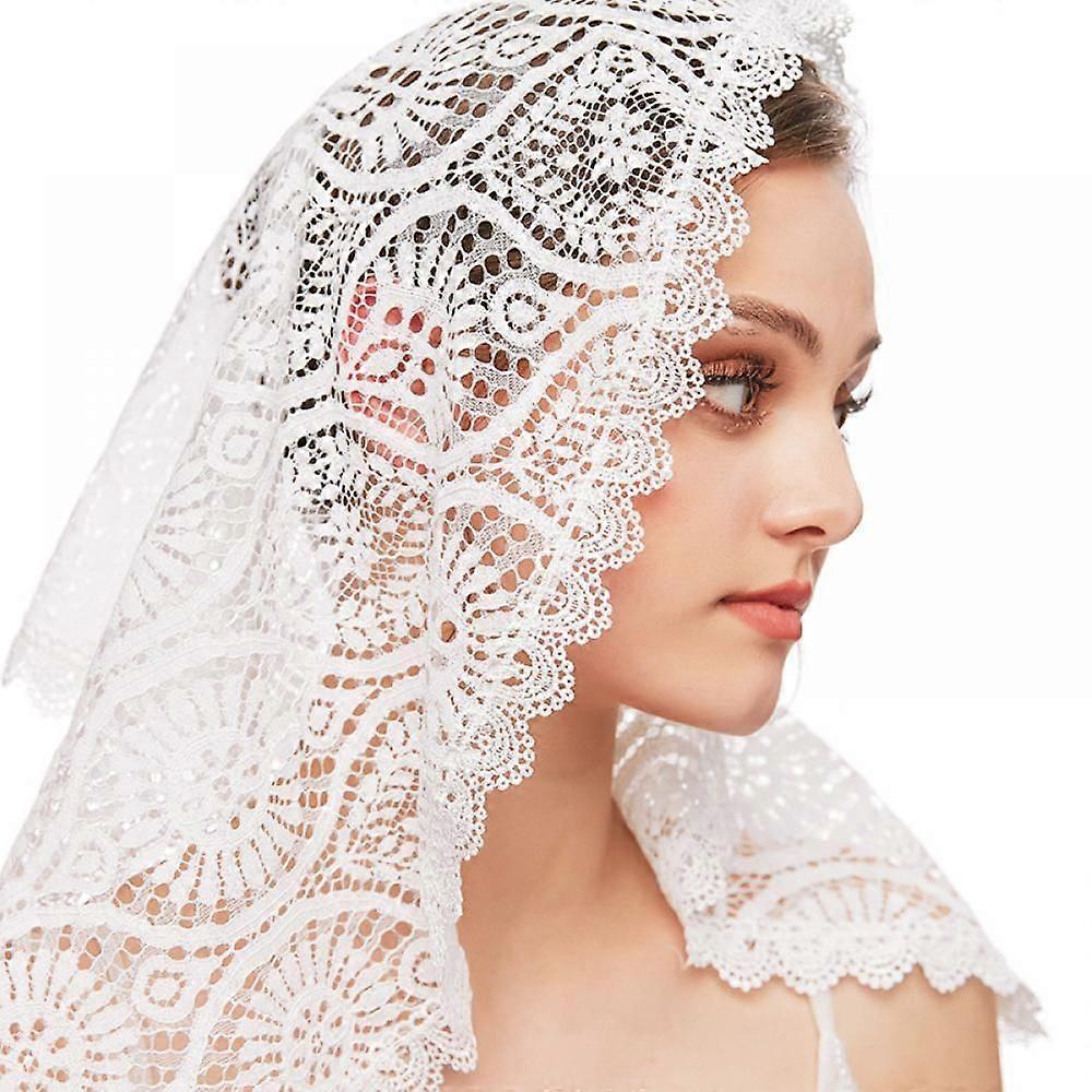JUSCH Chapel Veil Květinový latinský mšový závoj pokrývající hlavu Krajkový šátek Závoje pro kostel Mantilla, WZ-409R