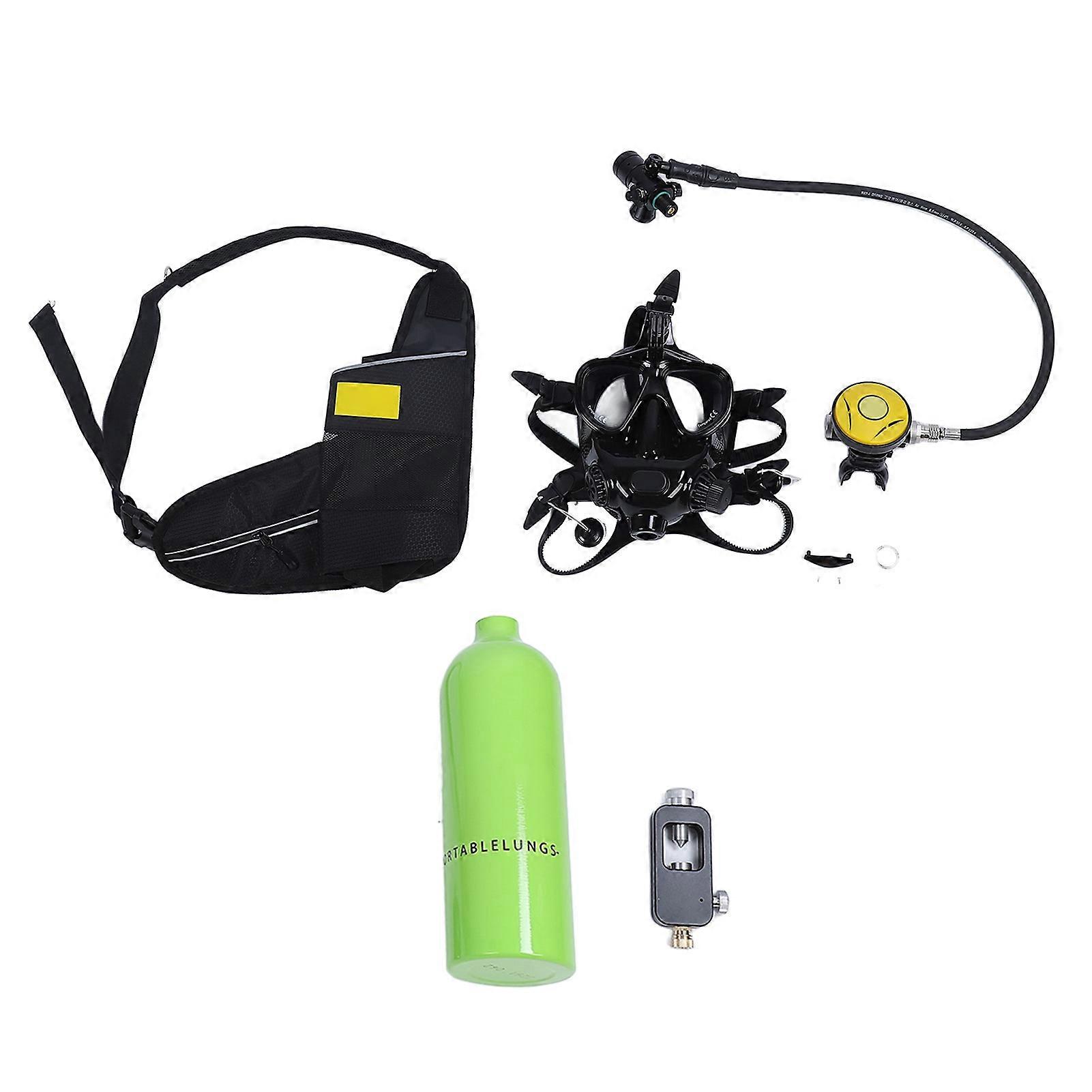 Portable Mini Scuba Tank & Snorkel Goggle Set: 180° View, Camera Mount, 1L Cylinder
