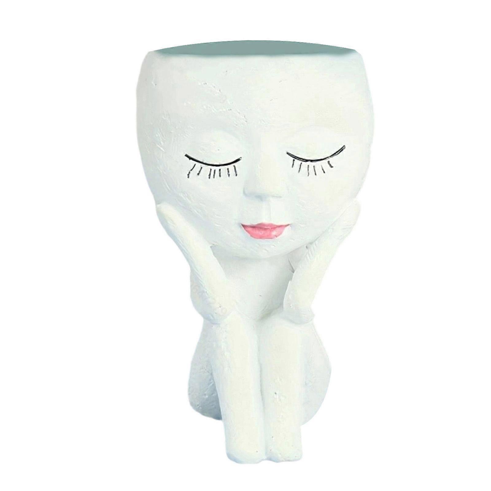 Unique Resins Girl Face Flower Pot for Home and Garden Decors Small Planter Vases for Succulents and Cactus Display