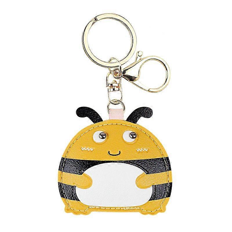 Leather keychain with cute cartoon