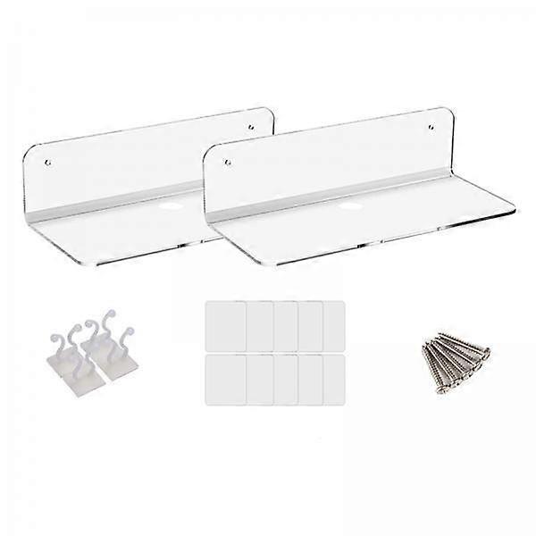 2x 2pcs Acrylic Floating Wall Rack Small Display Shelf for