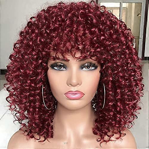 Short Small Volume Synthetic Wig for African Ladies, 13.78 Inches Fluffy Style, Permed and Dyed Compatible