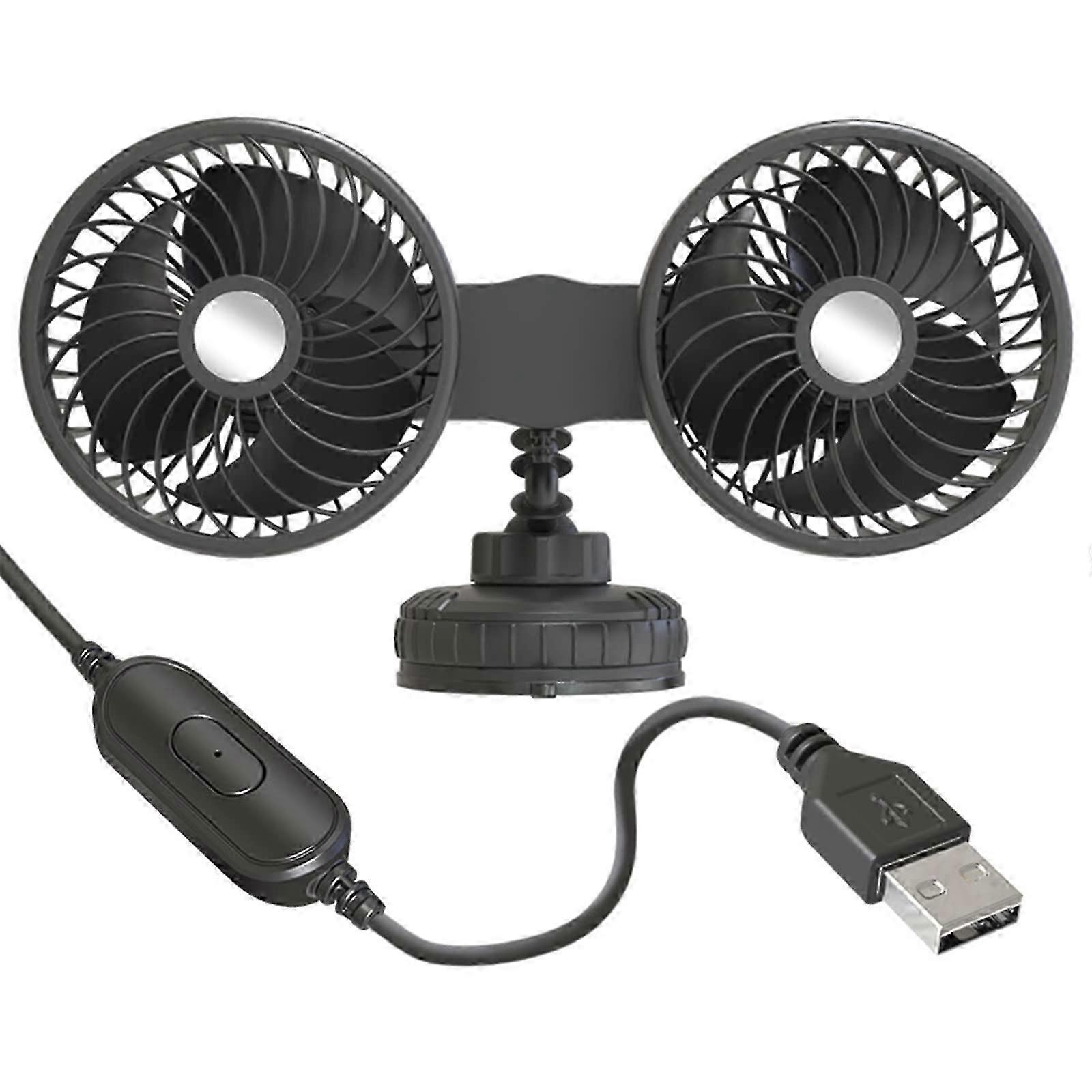 2025 Car fan 3-speed adjustable suction cup car cooling fan office USB interface fan