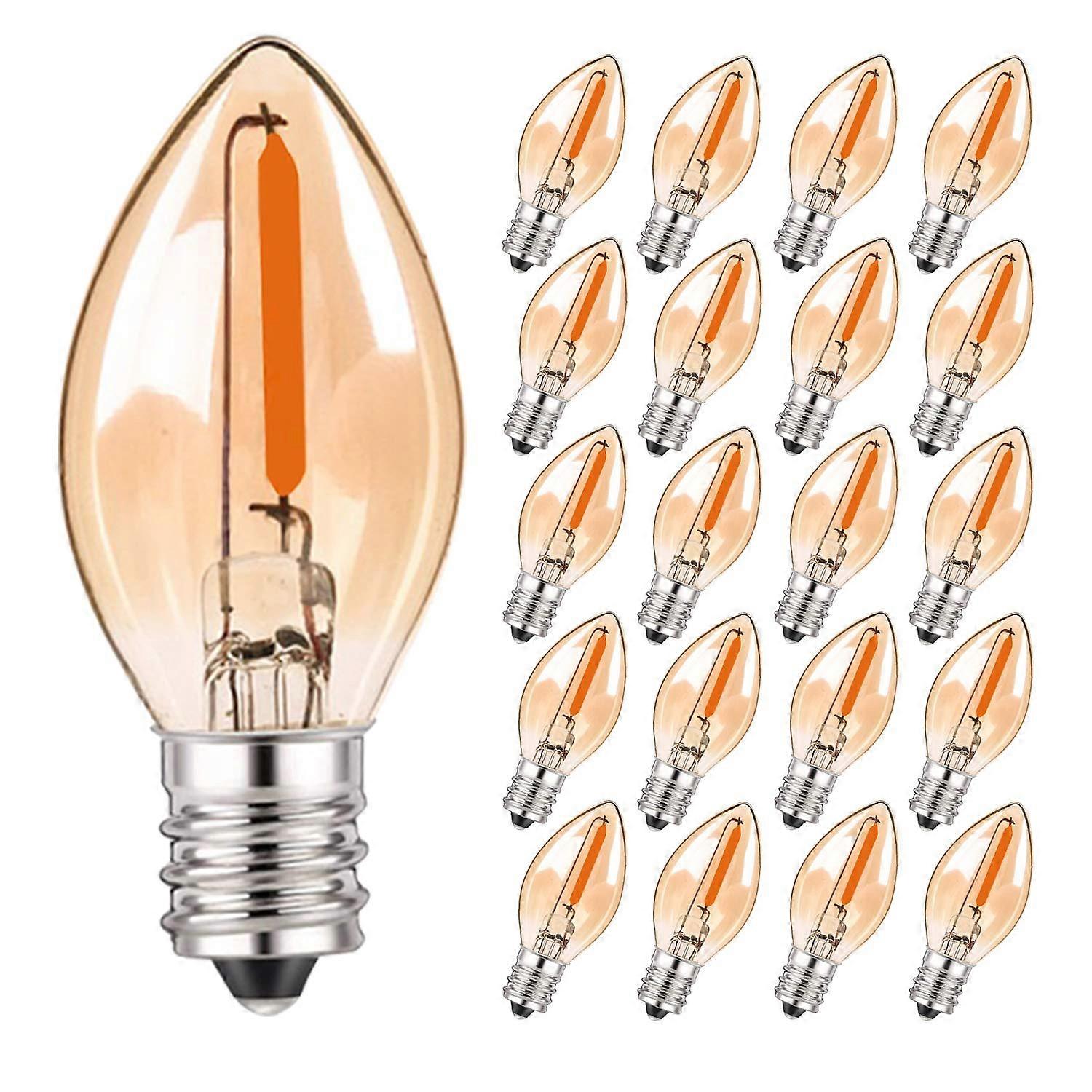 25 Pack C7 LED Bulbs,Edison Style LED Sign Light 0.5 Watts LED Filament Night Light Bulb