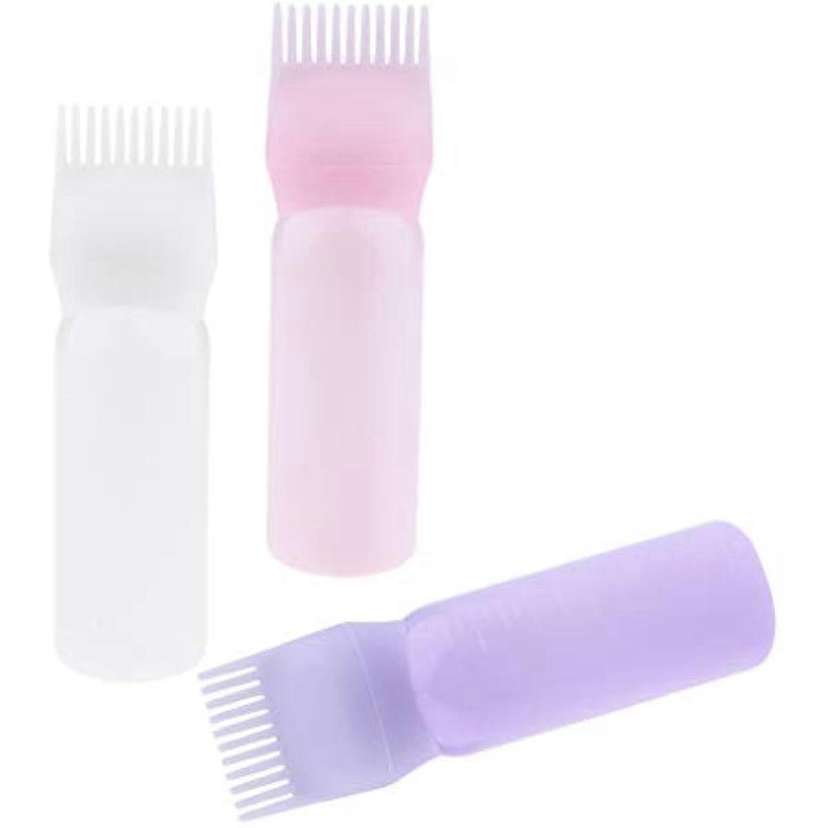Hair Dye Applicator Bottles 3-Pack, 60ML With Comb Heads, Graduated Scale, For Hair Color, Scalp Care & Essential Oil