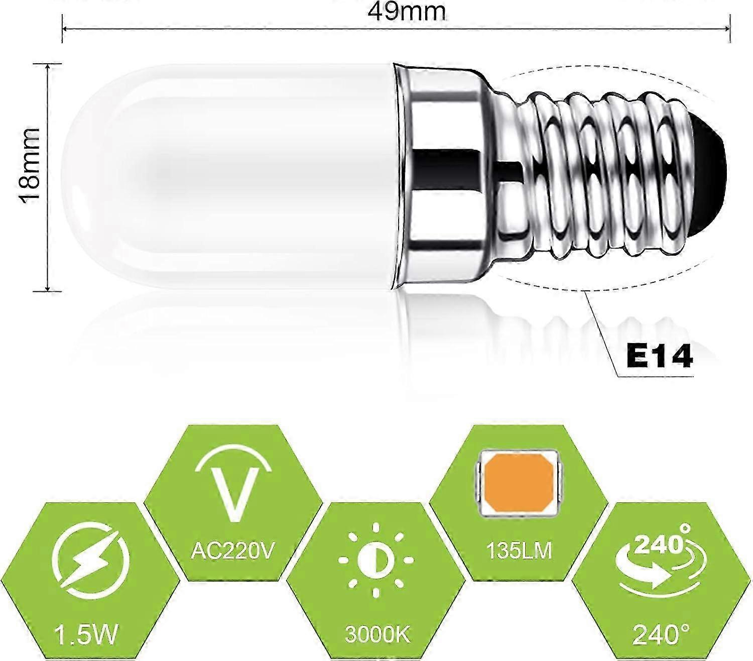 E14 LED Bulb for Fridge, 2W equivalent to 15W, Warm White 3000K, Bulb
