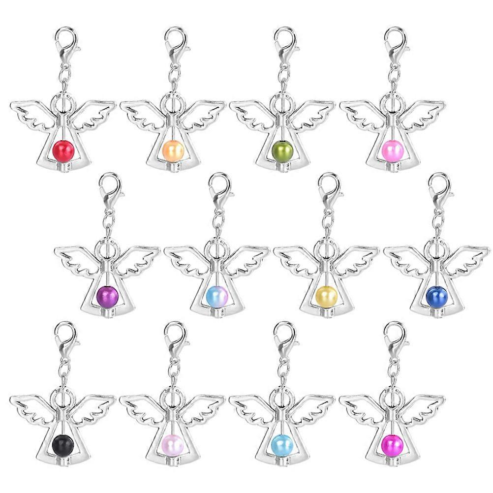 Mixed Color Angel Wing Lobster Clasp Charms 12pcs Set Durable, Skin Friendly Craft Accessories for DIY Jewelry, Bracelets, Necklaces and Keychain