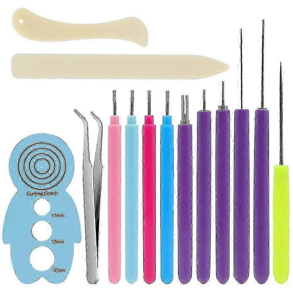 14 Pieces Paper Quilling Tools Slotted Kit, Sizes Rolling Curling Quilling Needle Pen For Art Craft