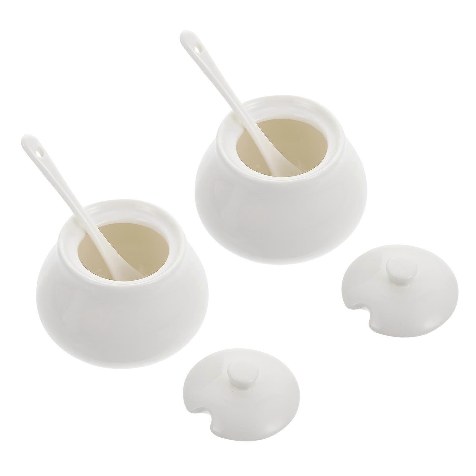 Seasoning Containers Ceramic Material Housewarming present White Color 2Pcs