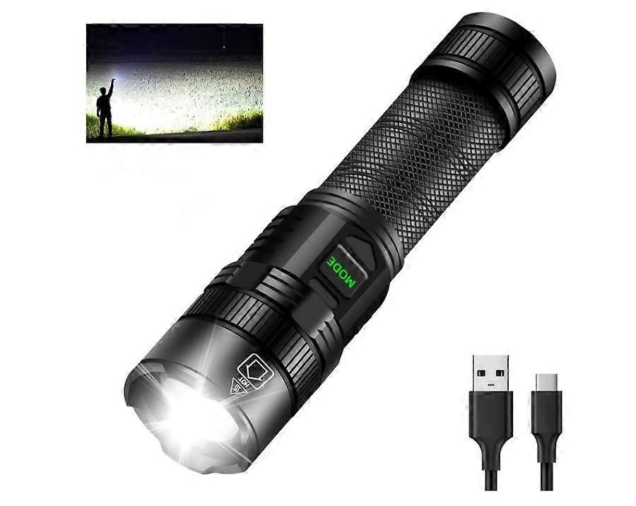 Flashlights ,100000 Lumens Super Bright 5 Lighting Modes Zoomable IP68 Waterproof XHP99 Tactical Flashlights for Emergency Outdoor Camping Hiking(Blac