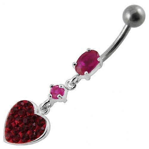 Fancy Heart Dangling Ss Bar Belly Ring