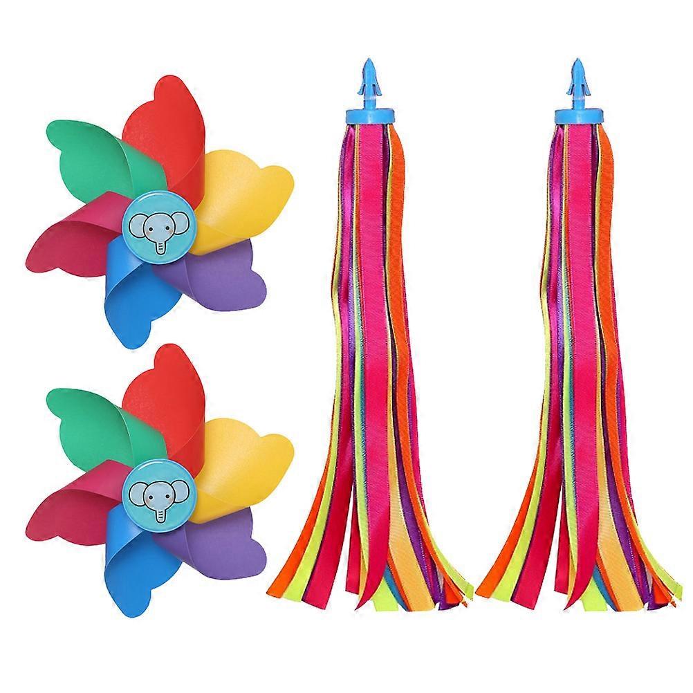 Ruban de décor de vélo bricolage et moulin à vent pour les enfants Garçons Filles Enfant Vélo Planche à roulettes Décoration 30CM Nylon 6Pcs