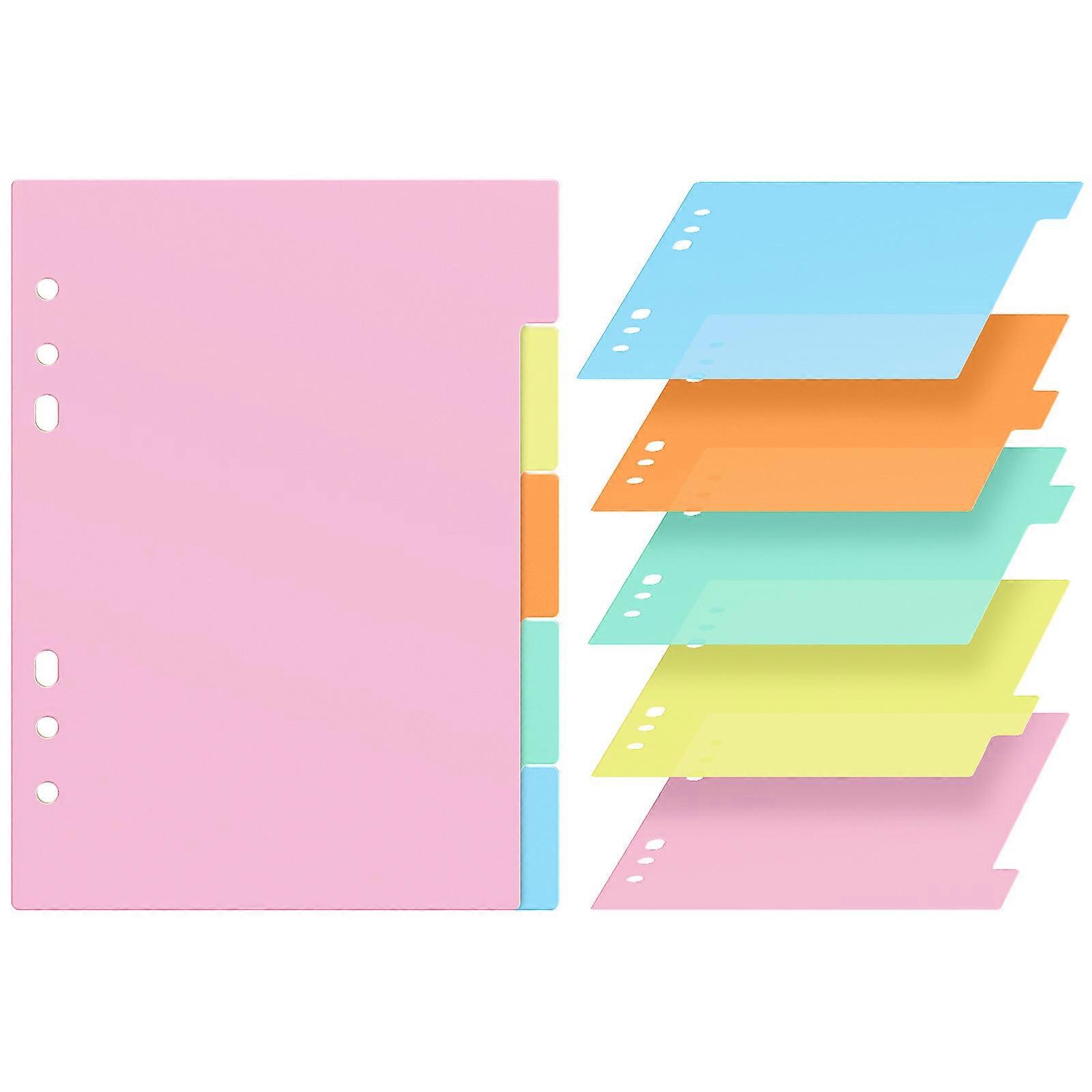 Index File Dividers 6 Holes Tab Dividers for A5 Size Home Study Assorted Color 10Pcs