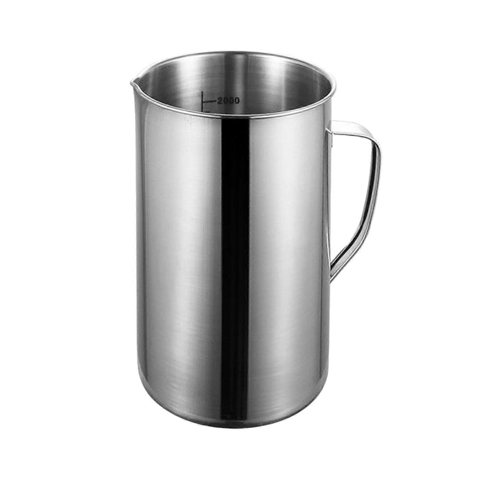 Steel Measuring Cup 2000ml with Handle, Durable Pouring Cup for Kitchen and Lab Use, Multipurpose Large Capacity Utensil