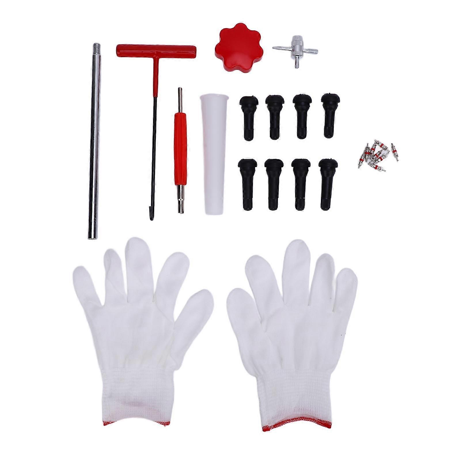 24Pcs Tire Valve Change Tool, Quick Change Tire Valve Repair Tool for Replacing Leaky Valves in Cars, ATVs, Trucks with Red Handle TR413 TR414
