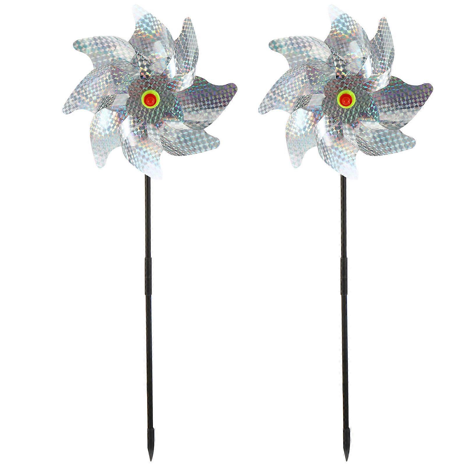 2pcs Colorful Reflective Pinwheel for Bird Deterrent & Garden Decoration – Sequined Windmill for Outdoor Use in Playgrounds & Parks
