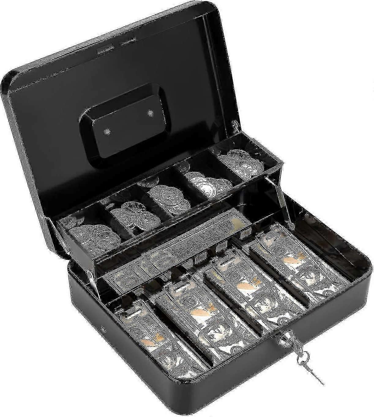 Cash Box With Lock Key And Money Tray Large Money Box-a