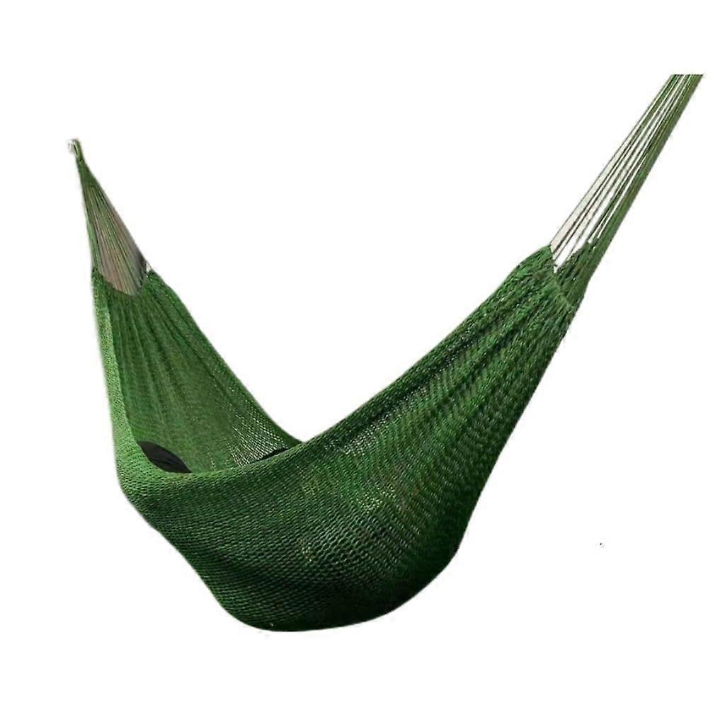 Double Nylon Hammock Swing Chair for Camping - Breathable Mesh Fabric, Anti-Rollover Design, Green A, Family-Friendly
