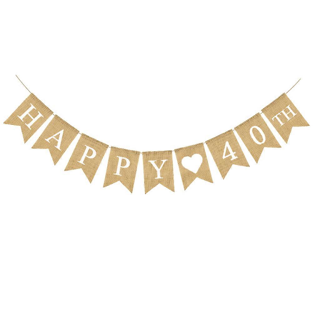 Retro Design Birthday Party Decoration Swallowtail Shape Khaki Linen Banner 1Set