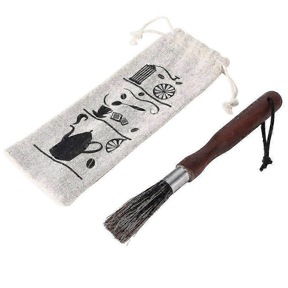 Coffee Grinder Cleaning Brush with Walnut Handle and Natural Bristles, Includes Hanging Rope for Grinding Machine Accessories