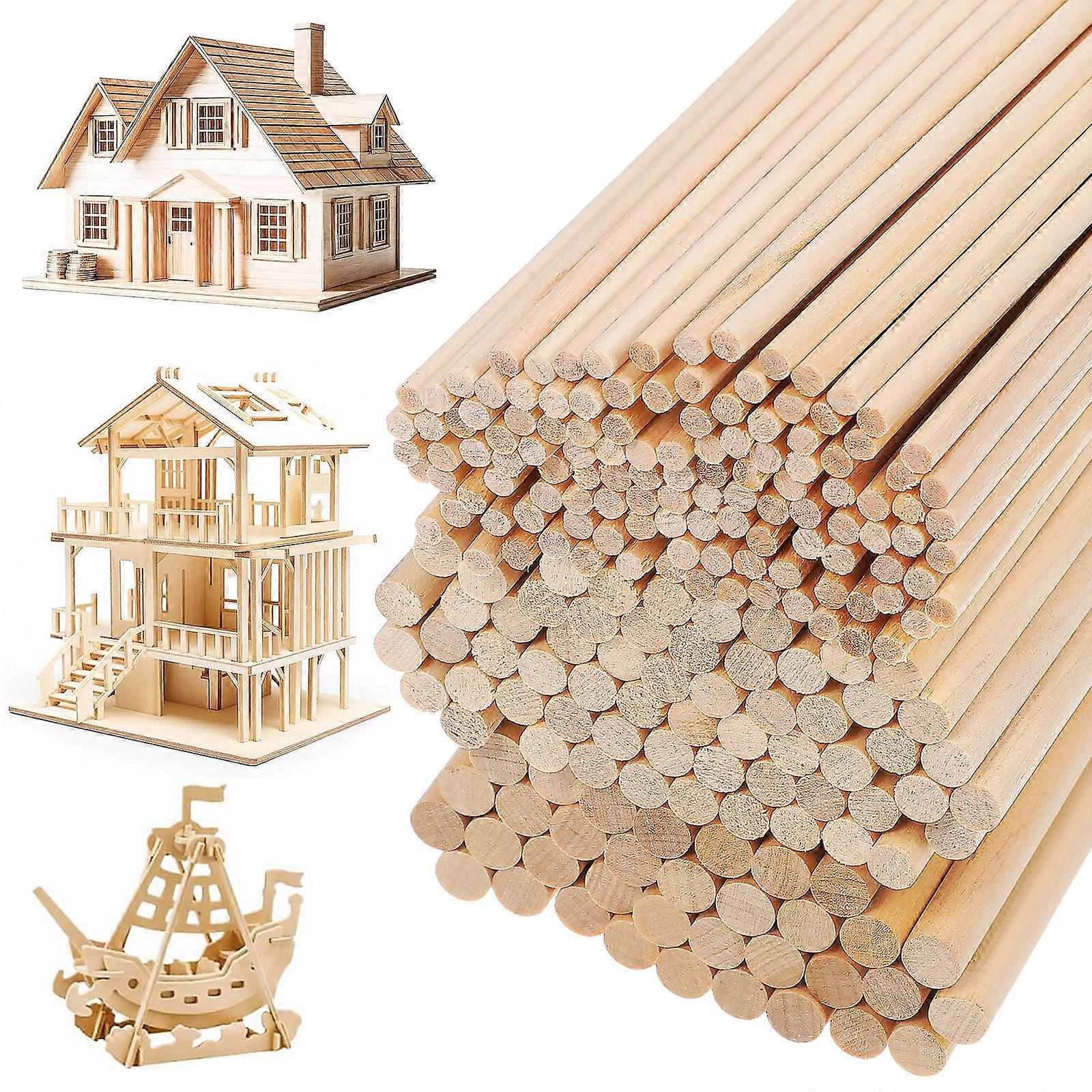 215 Pcs Unfinished Birch Wood Dowels & Craft for DIY Projects, Model Building & Decorations – Sturdy & Versatile Use