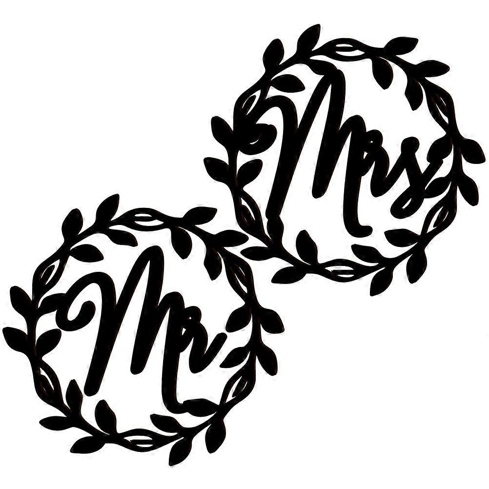 Placa "Sr. e Sra." para Cadeiras - Conjunto com 1 Unidade - Madeira Preta com Superfície Lisa - Decoração para Cadeiras de Casamento