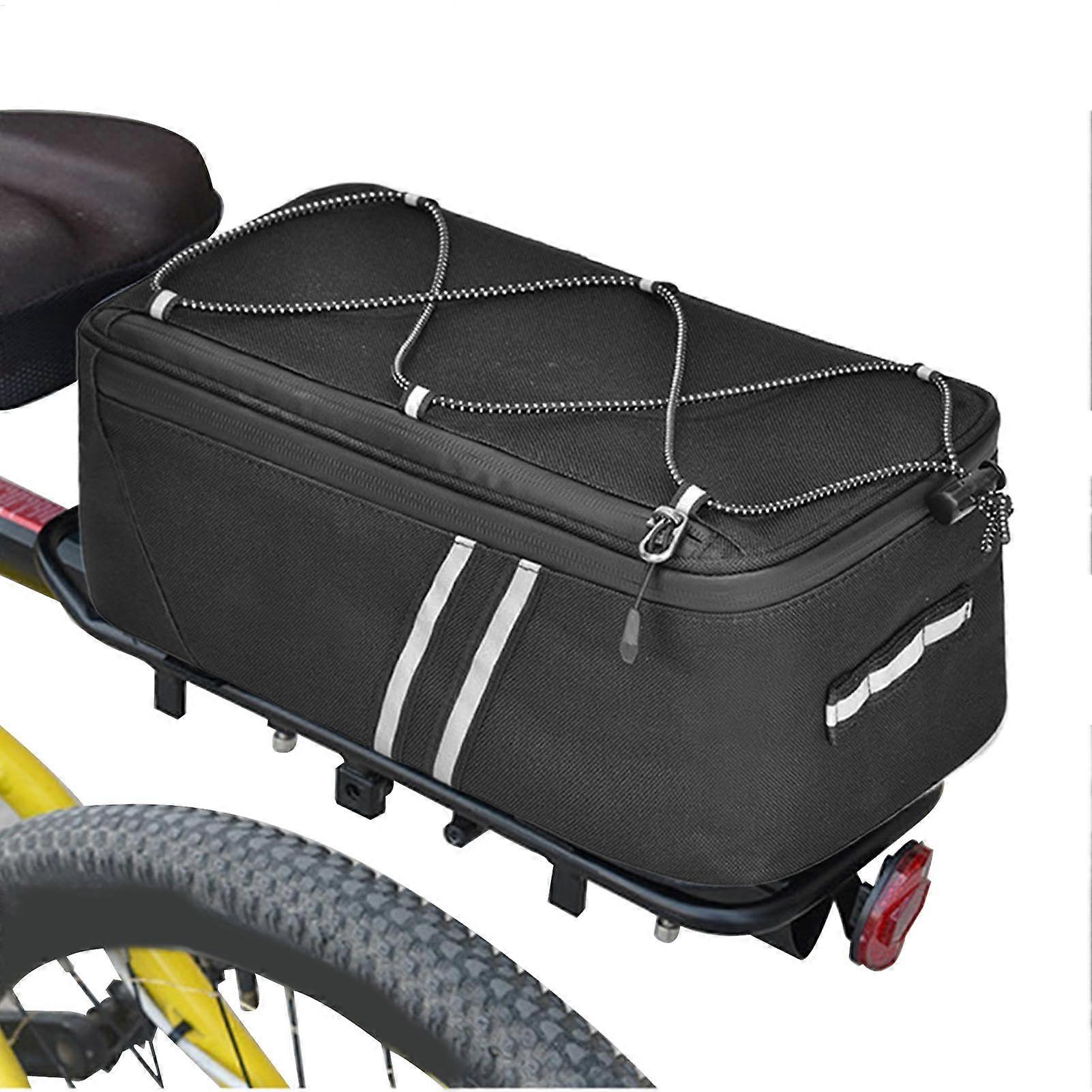 Bicycle Seat Pack Rack Bag 8L Capacity Waterproof Carrier for Mountain and Road Bikes with Reflective Strips