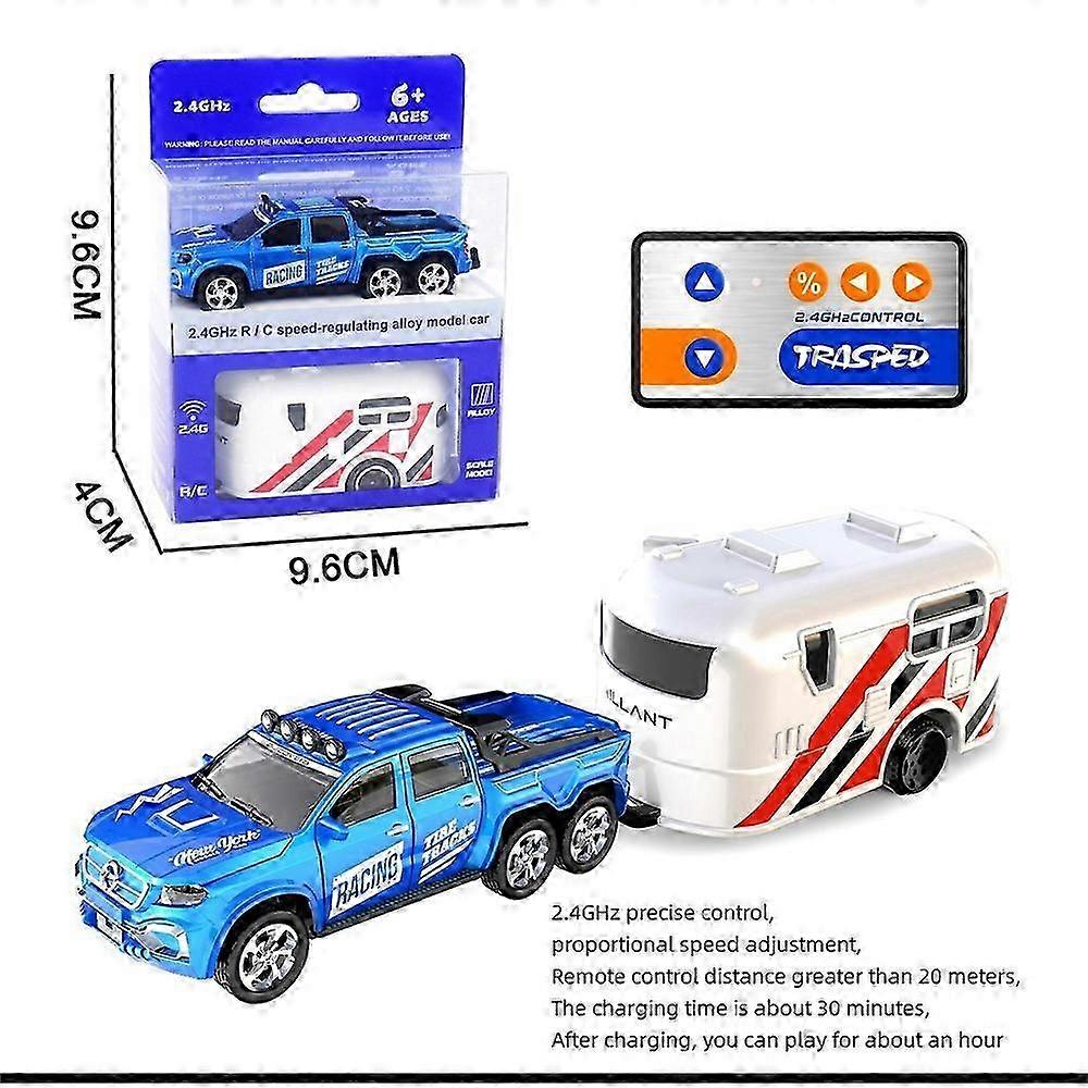 1:64 Alloy Proportional Remote Control Vehicle Model 2.4GHz Mini Simulation RC Car With Trailer SUV 