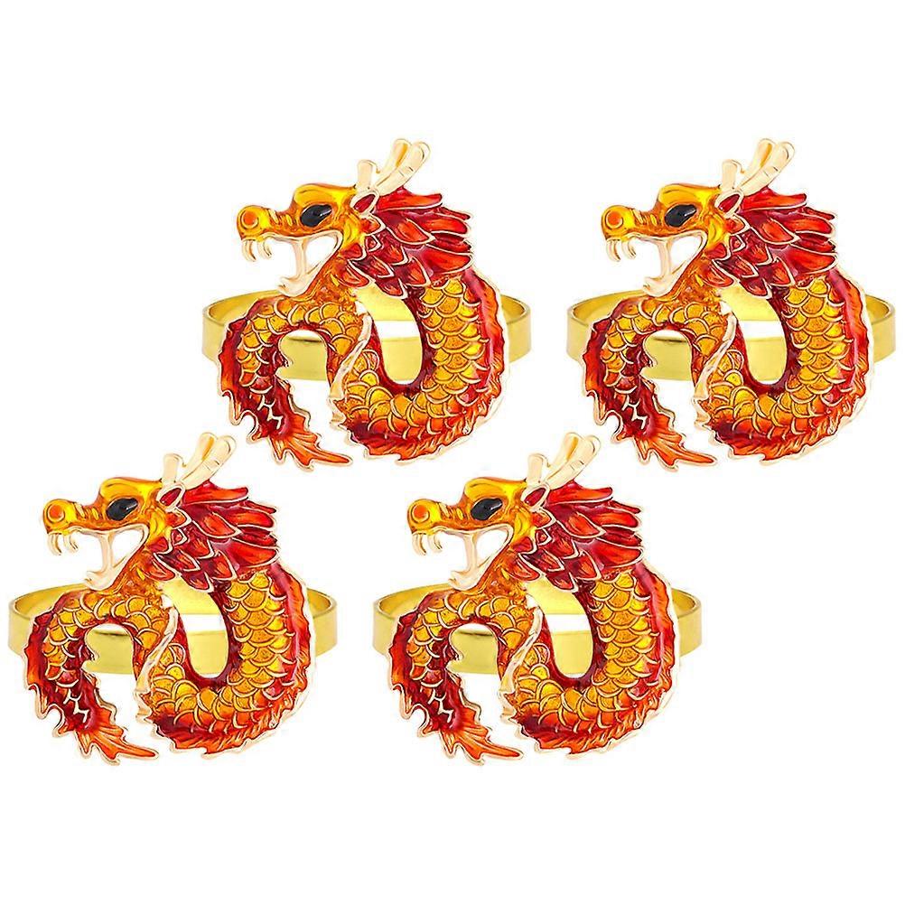 4pcs Napkin Rings with Dragon Design Elegant Table Decor for Holidays and Parties