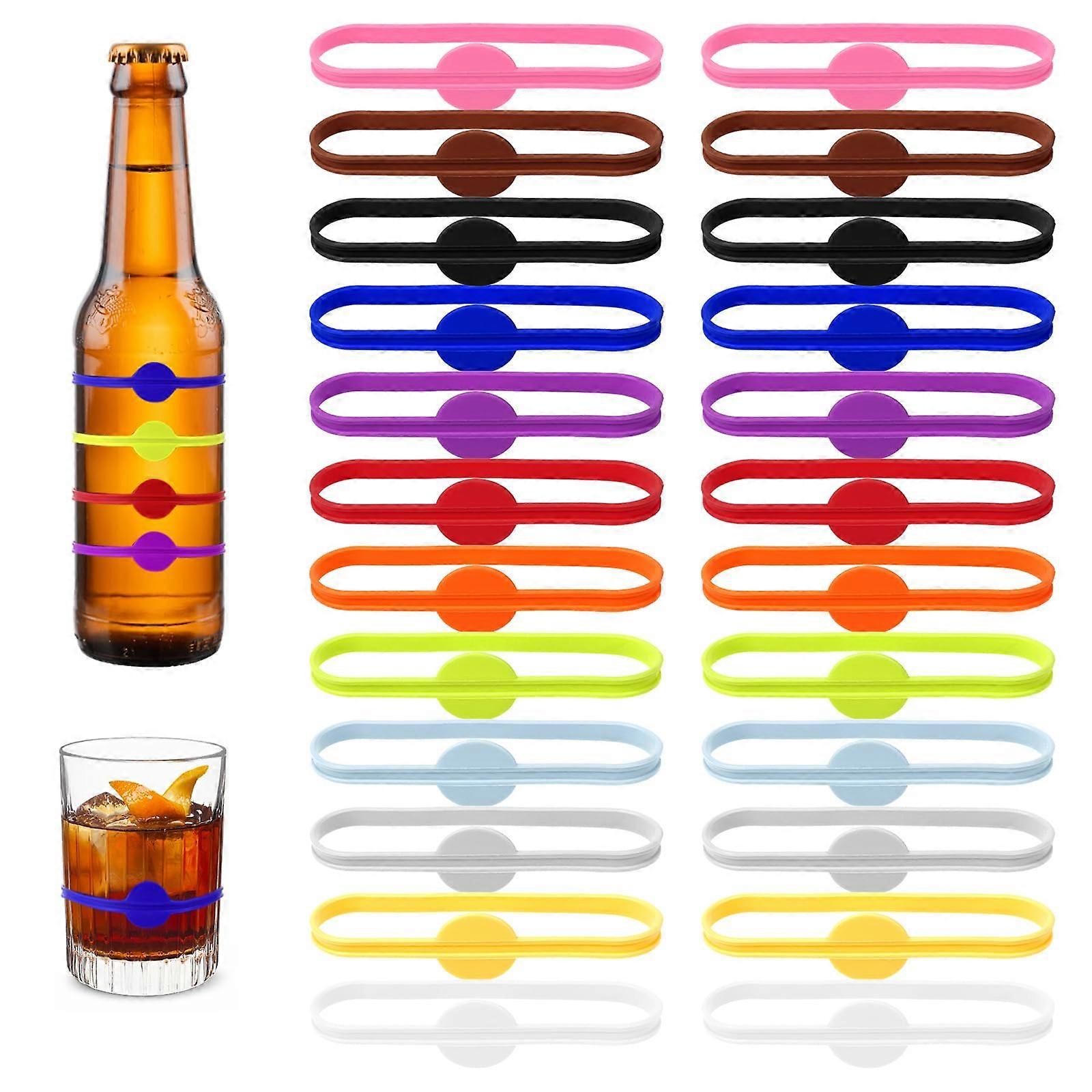 Pack of 24 Glass Markers, Colourful, Reusable for Glass, Bar
