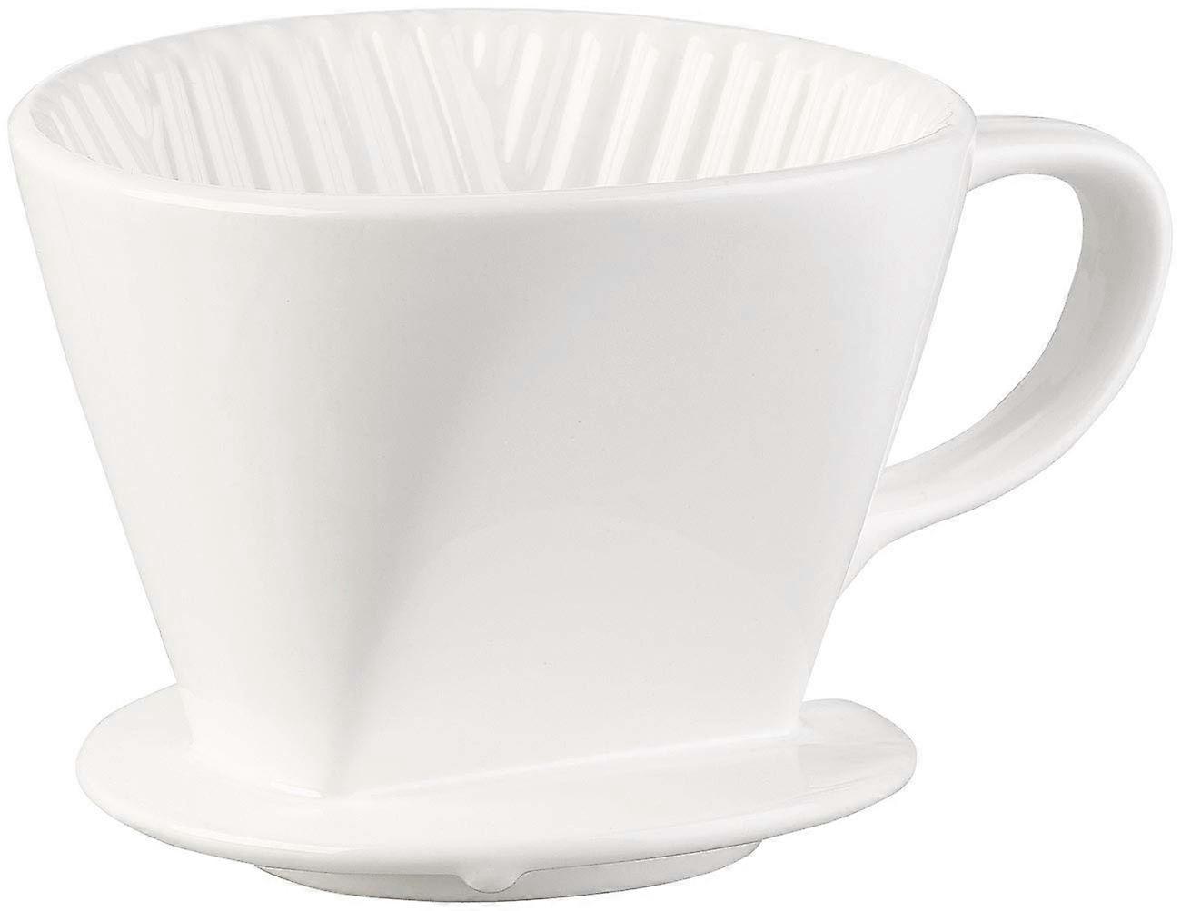Ceramic Coffee Filter - Porcelain Hand Filter for Size 2 Filter Bags, Brews Up to 4 Cups, White, Size 4