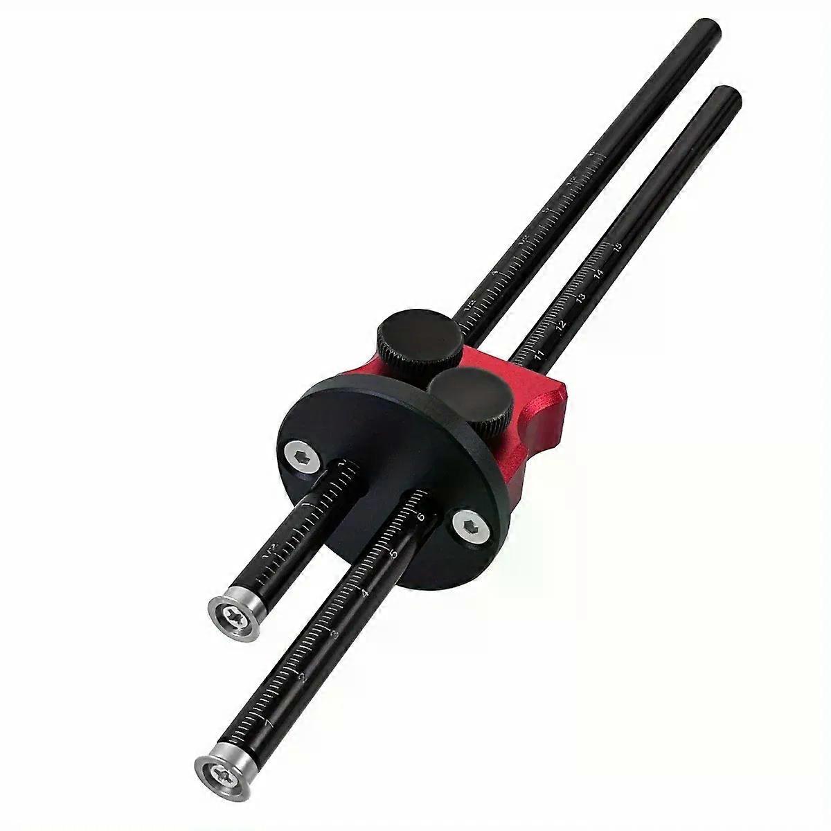 Woodworking Marking Scriber Ruler Double Head Wheel Marking Gauge w/Graduated Inch&MM Scale Aluminum Parallel Line Drawing Tool