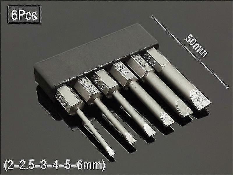50/100mm 2.0-6.0mm Magnetic Flat Head Slotted Tip Screwdriver Bits 1/4 Driver Bits Hand Tools Set