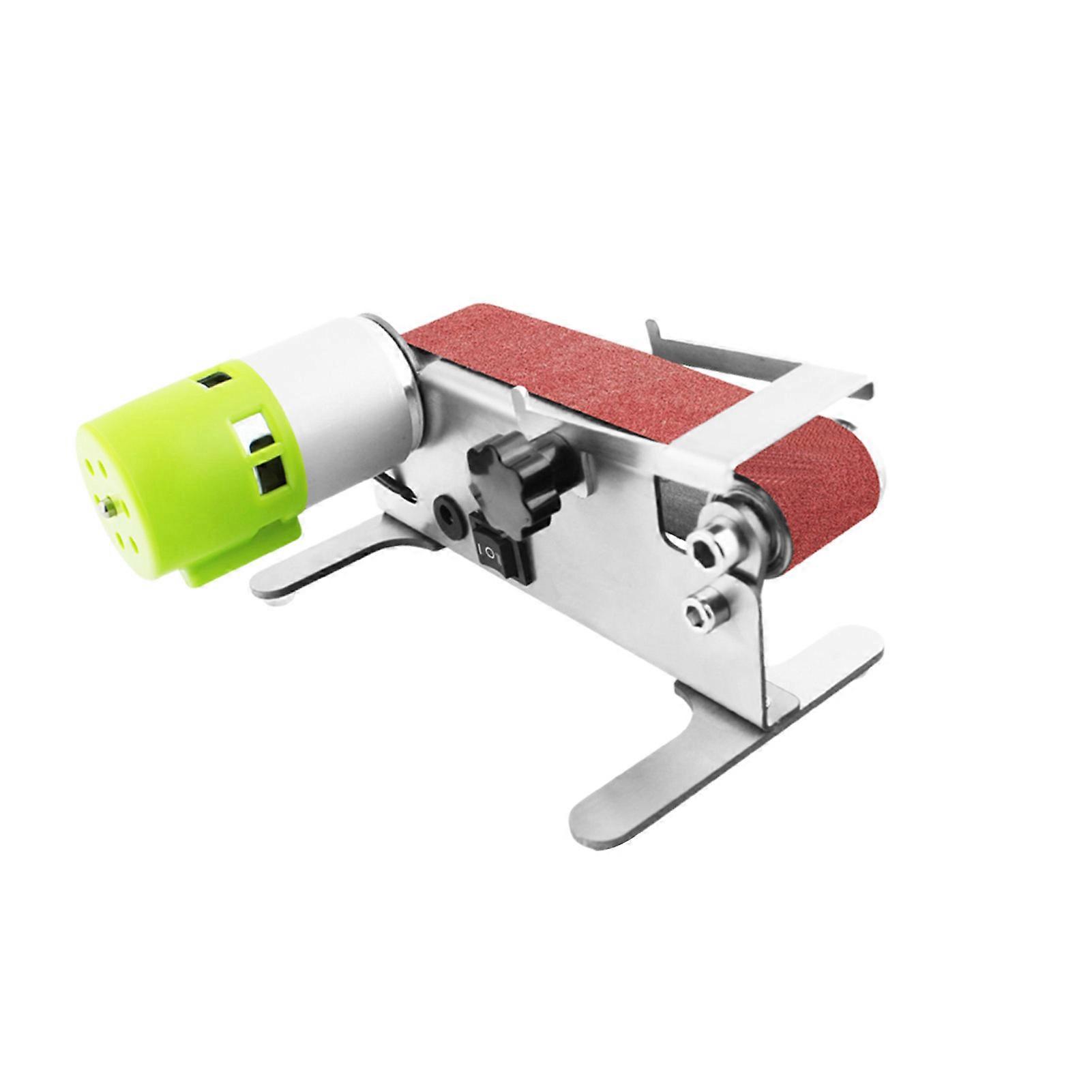 Horizontal Mini Belt Sander Electric Sanding Polishing Grinding Machine Grinding Sander Grinder Small Sand-belt Machine One-key Forward & Reverse Rot