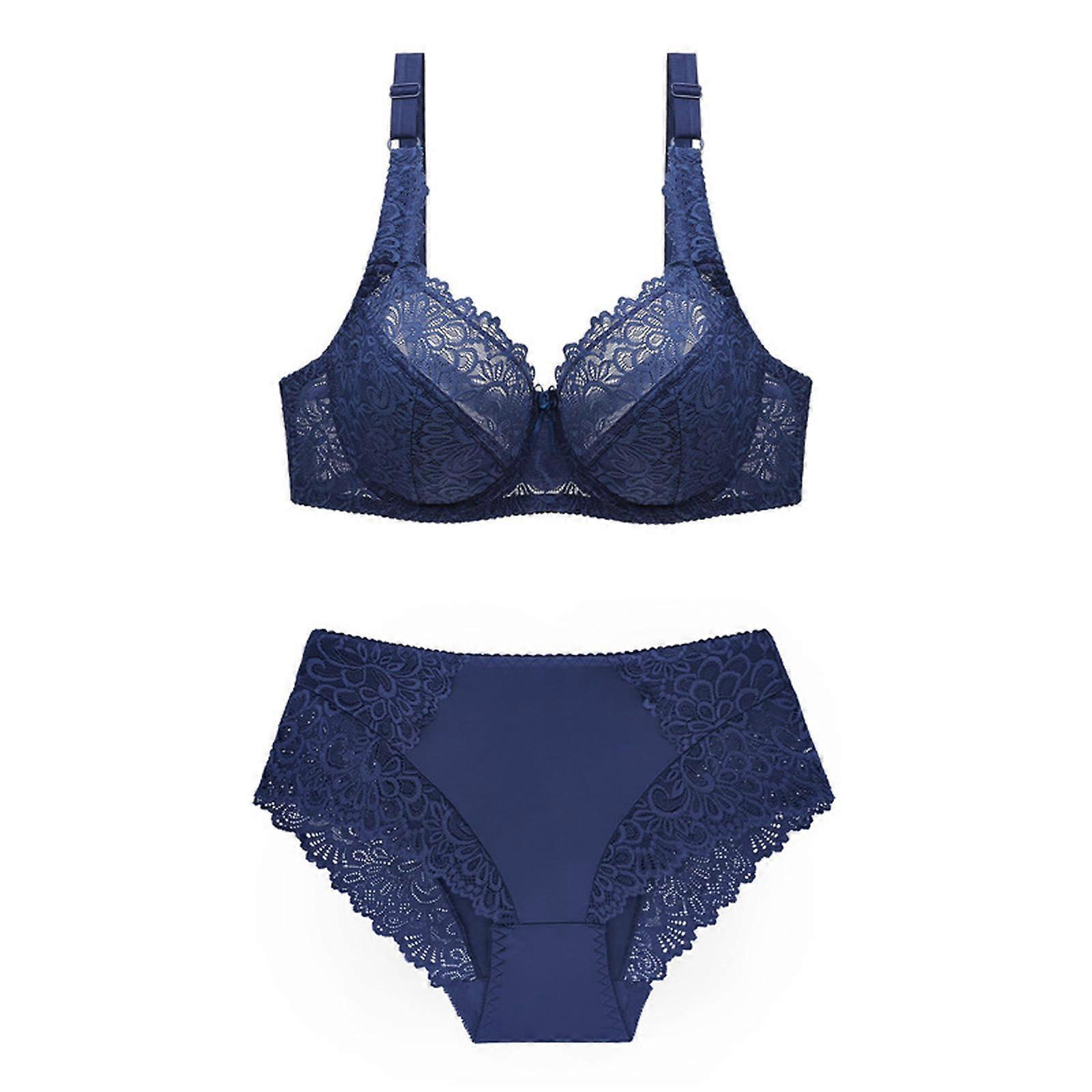 Women's Push Up Lace Bralette Bustier with Underwire Padded Cup 48/110E Blue