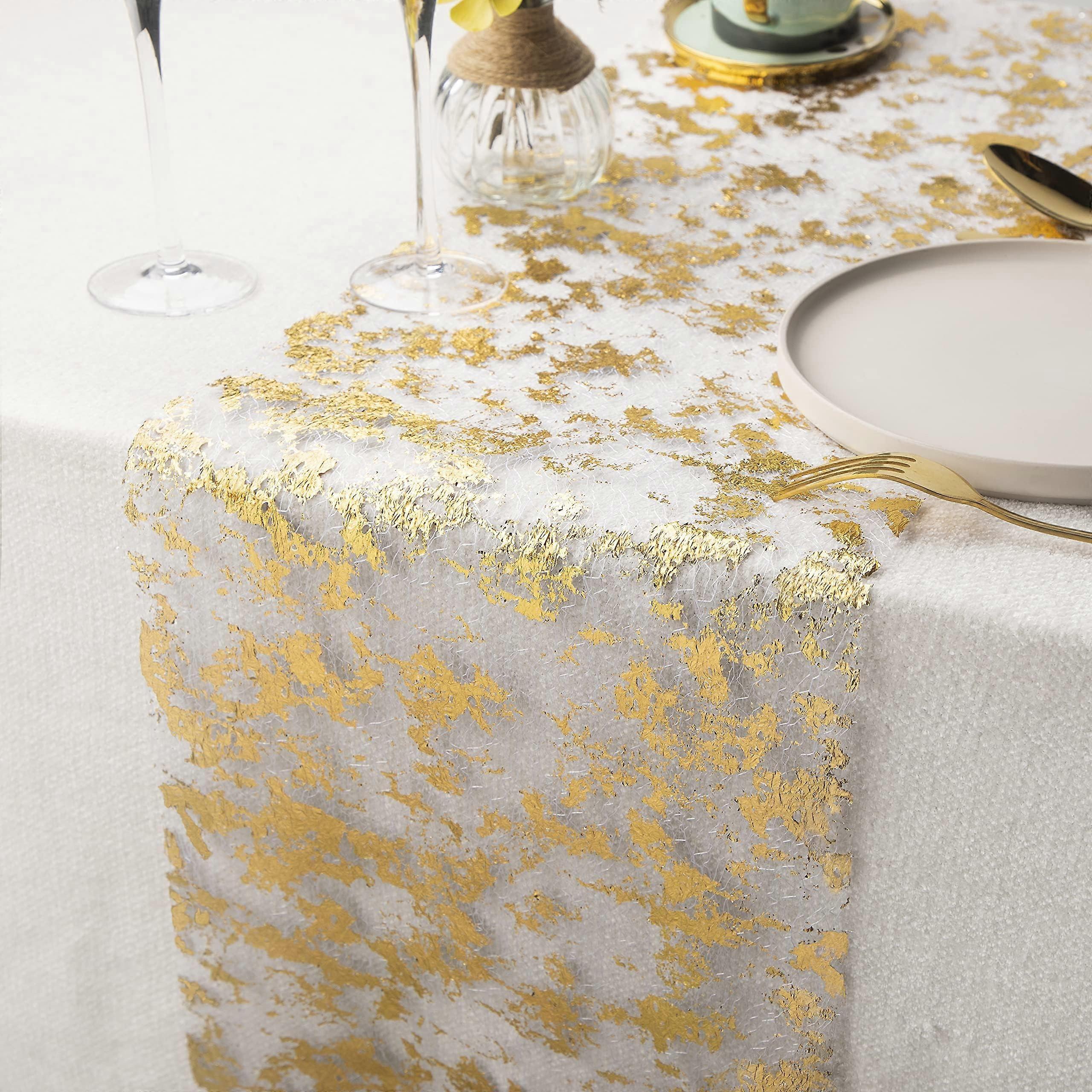Gold Foil Table Runner, Metallic Table Ribbon, Decoration