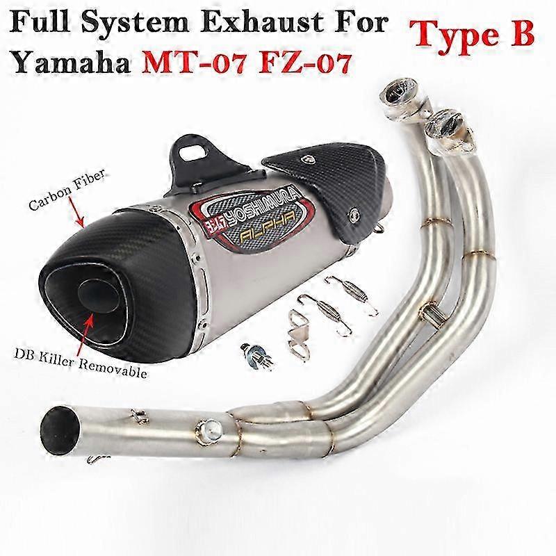 Complete Exhaust System for Motorcycles, DB Killer Silencer for Suitable Brand MT-07/FZ-07, Modifying Front Link Pipe