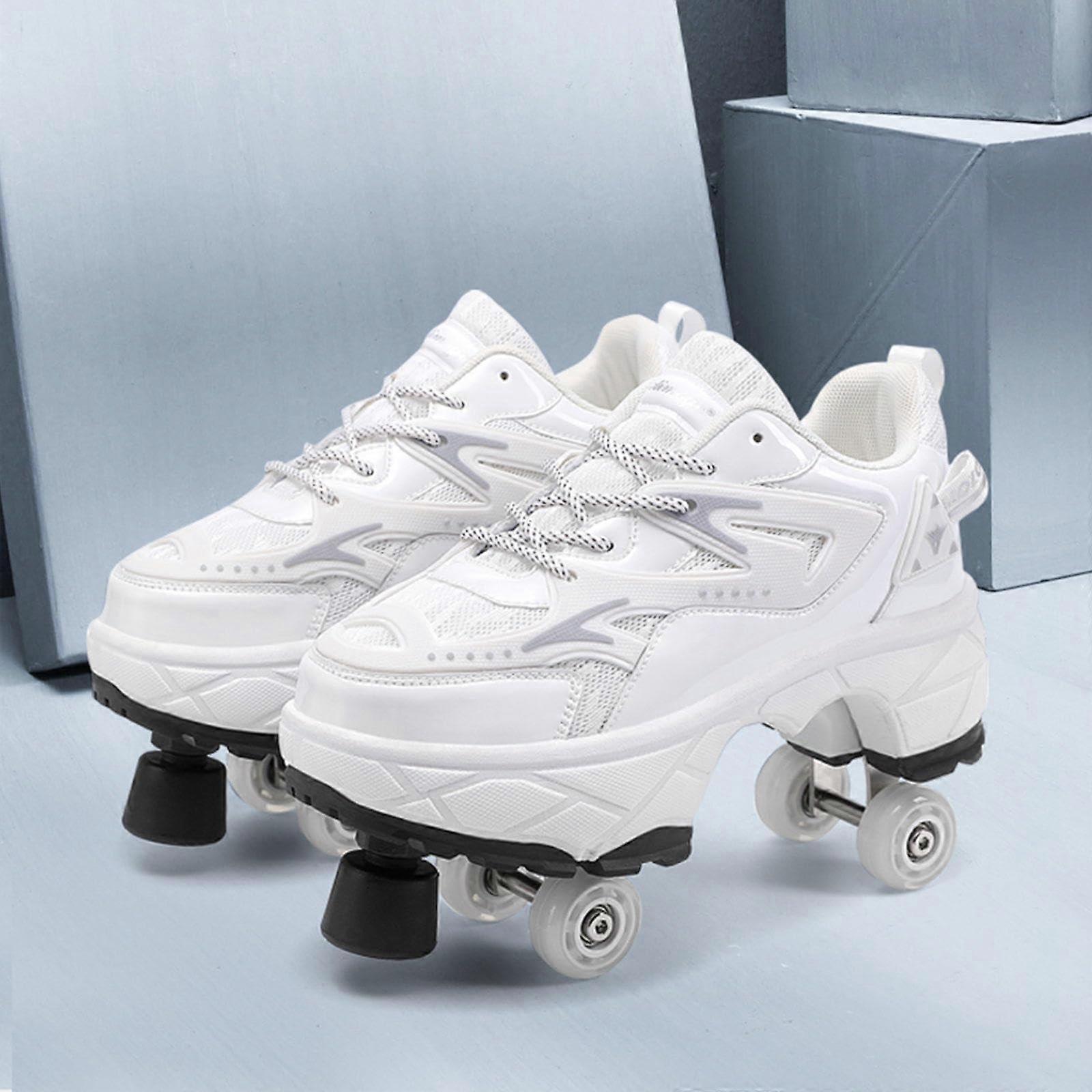 Roller Skates Quad Roller Skates for Girls/Boys, Technical Skateboard Running Shoe, White1EU40/UK7.5