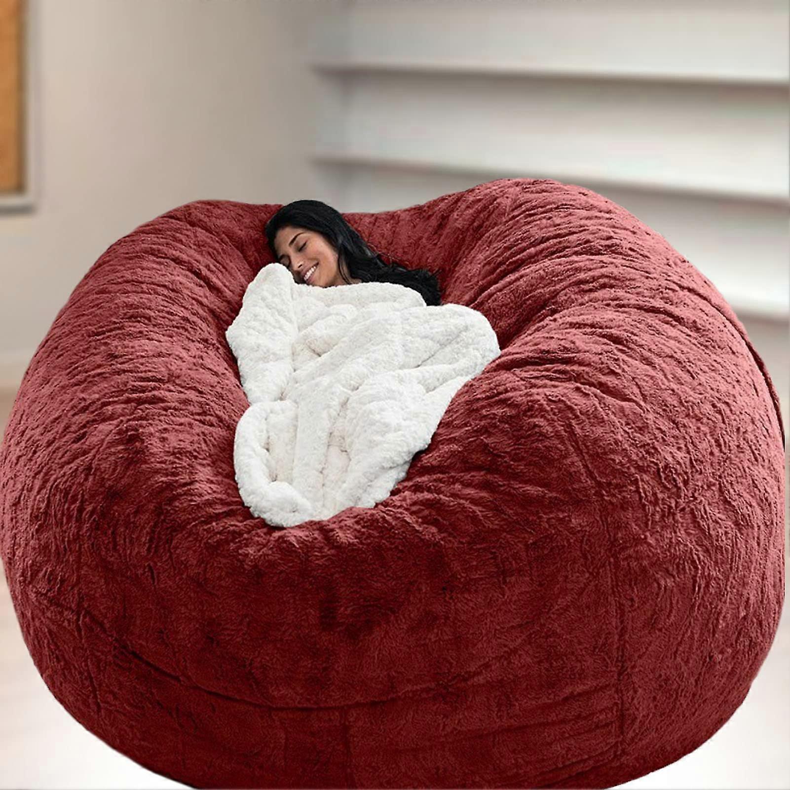 Bean bag cover, play seatsleep protection, backrest for outdoor use, unpadded, extralarge super soft cover Red Wine 6FT
