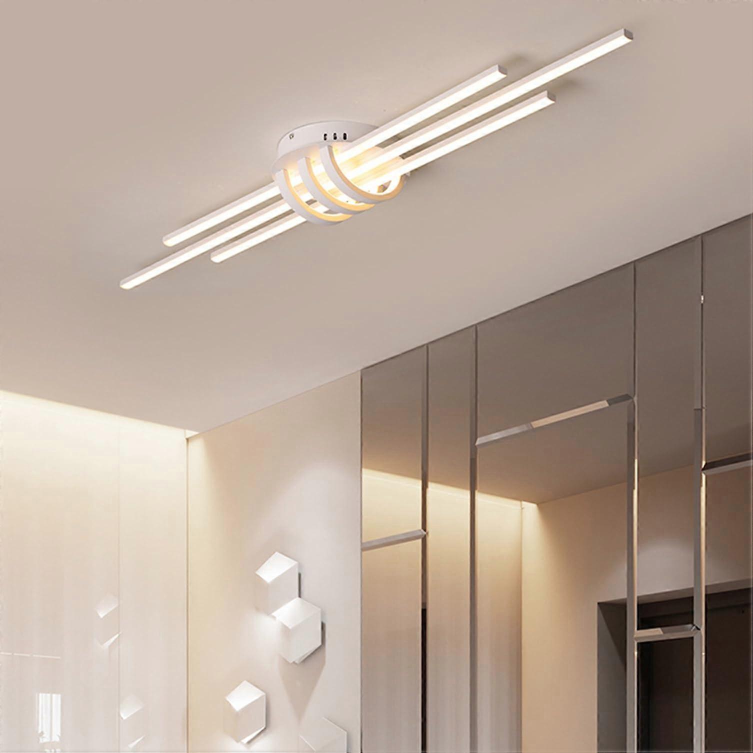 Modern Dimmable LED Ceiling Light for Bedroom and Dining Table with Remote Control, Creative Design, White 110cm
