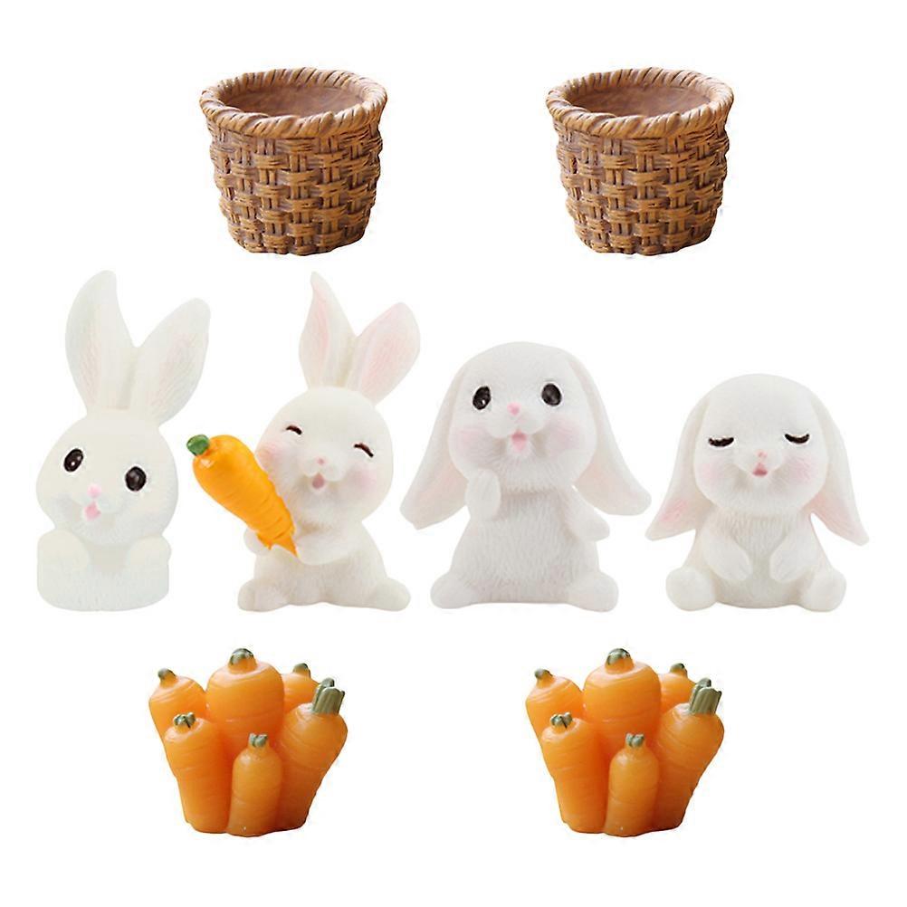 Assorted Color Resin Rabbit Radish Models for Decor Supplies 8Pcs Miniatures