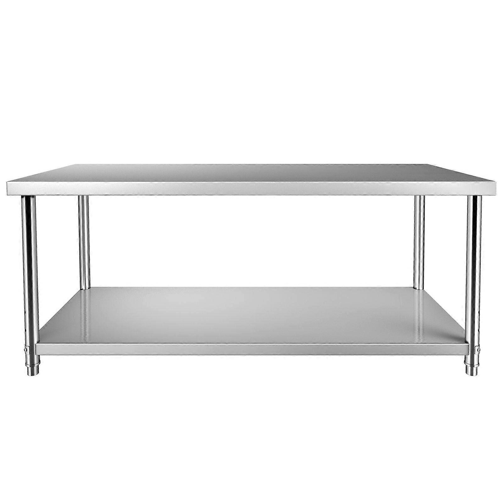 Stainless Steel Prep Table, 72 x 30 x 34 Inch, 550lbs Load Capacity Heavy Duty Metal Worktable with Adjustable Undershelf
