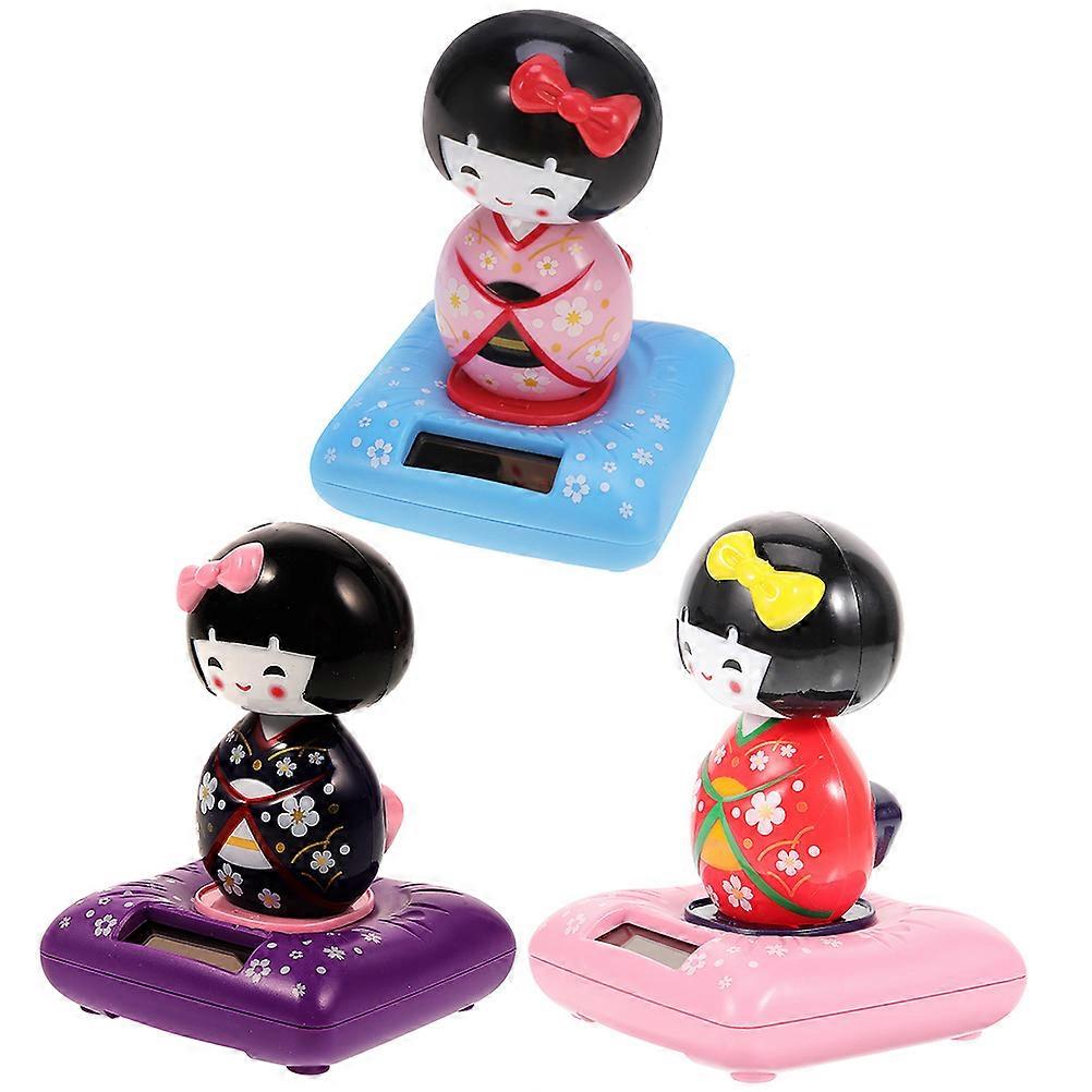 Japanese Car Figure Figurine Solar Powered Red 2.8×2.8×4.3in 3Pcs