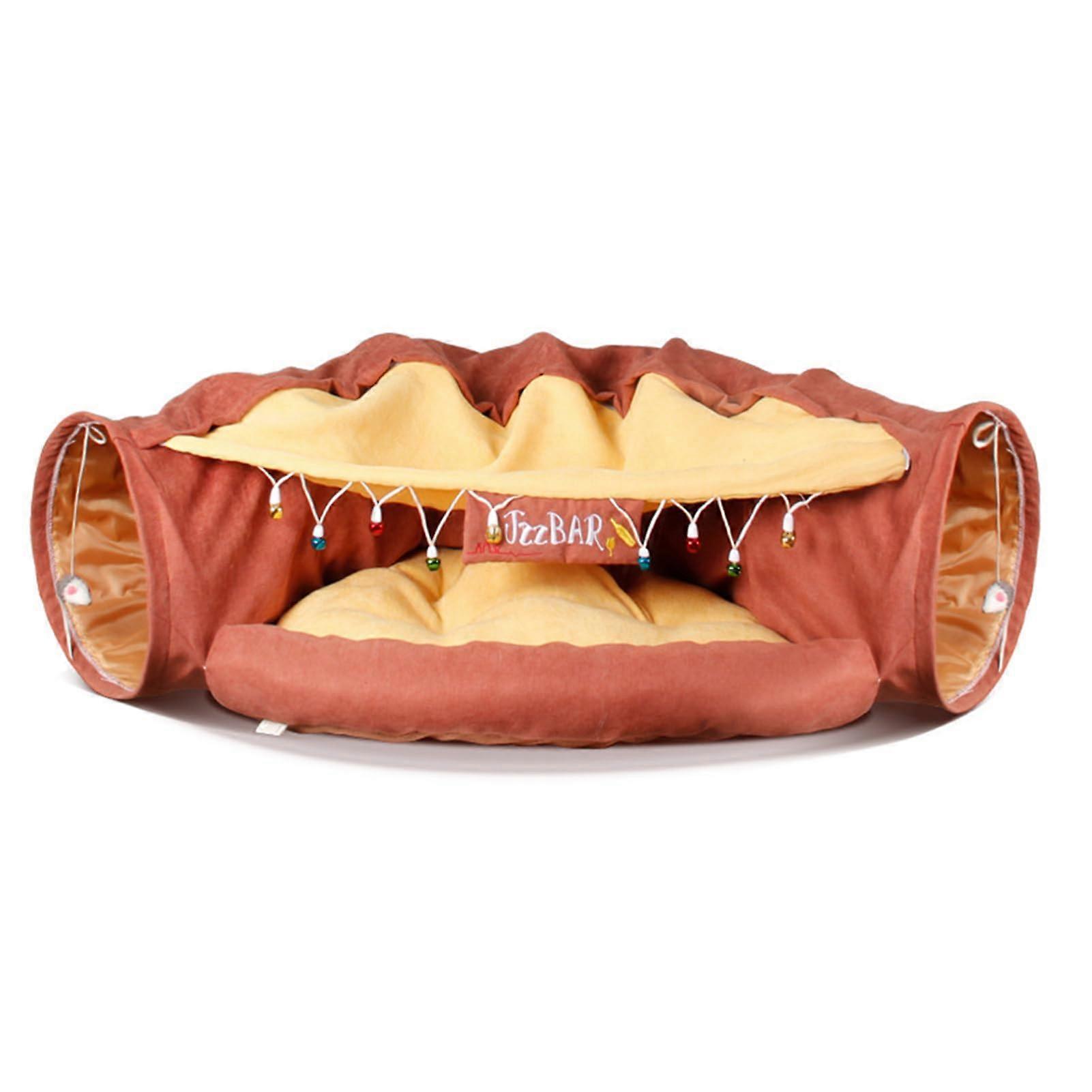 Cat Tunnel Crawl Tunnel Play Tent with Tunnel Rabbit Tunnel for All Cats, Rabbits, Puppies, and Small Animals, 90cm, Toy Ball Included (Style 1)