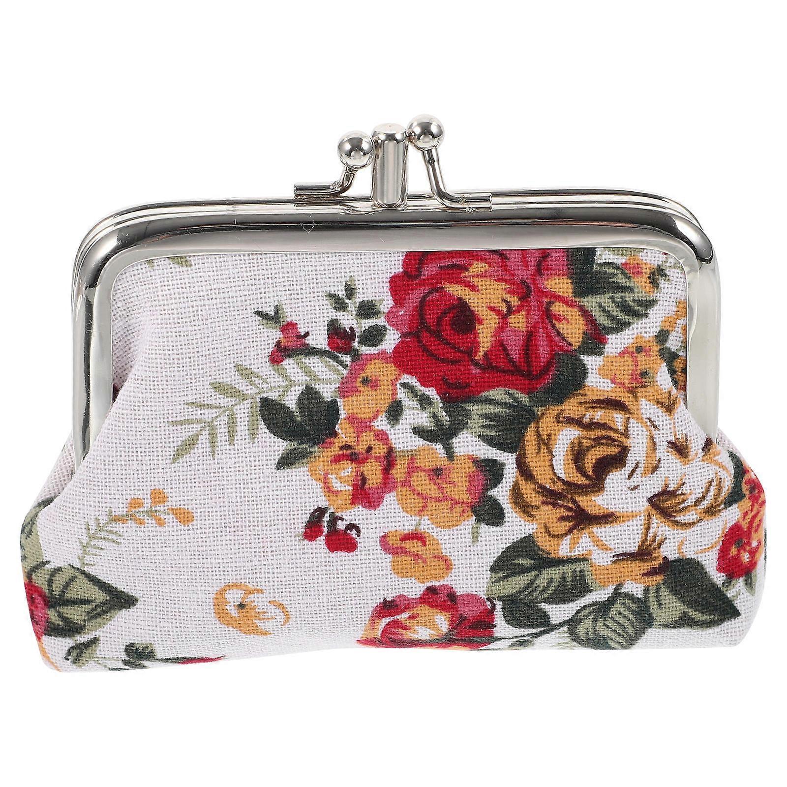 Lipstick Pouch For Purse Rectangular Cash Storage Bag Retro Style White 1Pcs