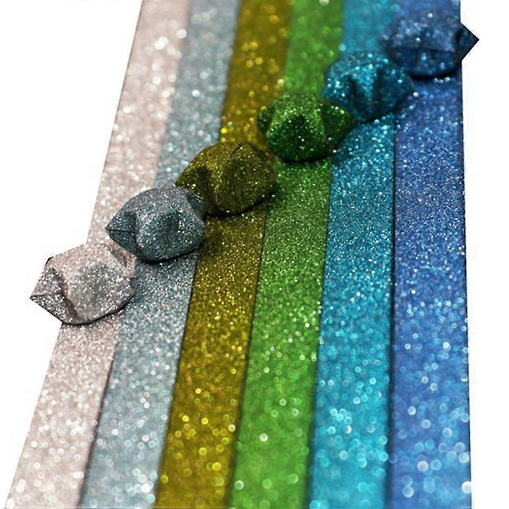 DIY Hand Crafts Star Folding Paper Rainbow Colorful Glitter Paper For School Activities 20 Packages