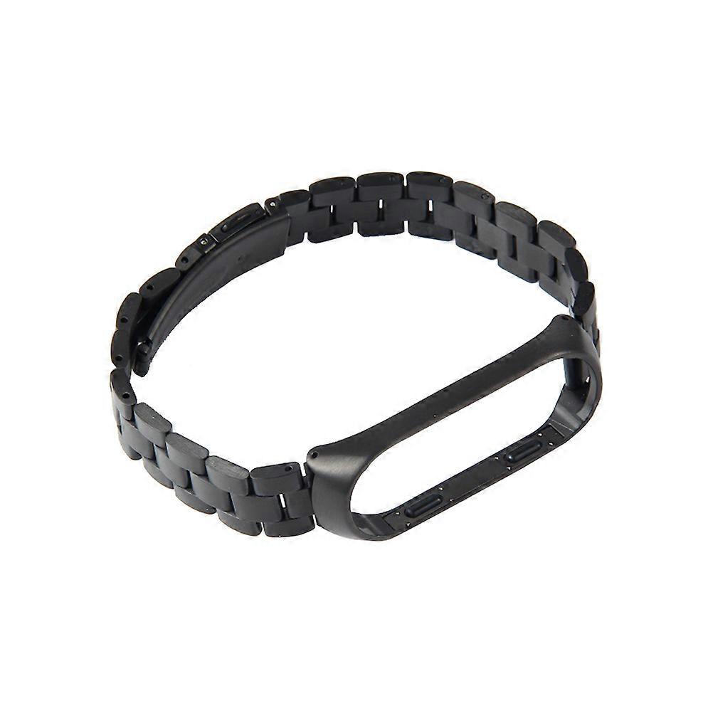 Seamless Welding Three Beads Stainless Steel Watch Strap for Bracelet 3 and 4 Daily Use Black 1Pcs