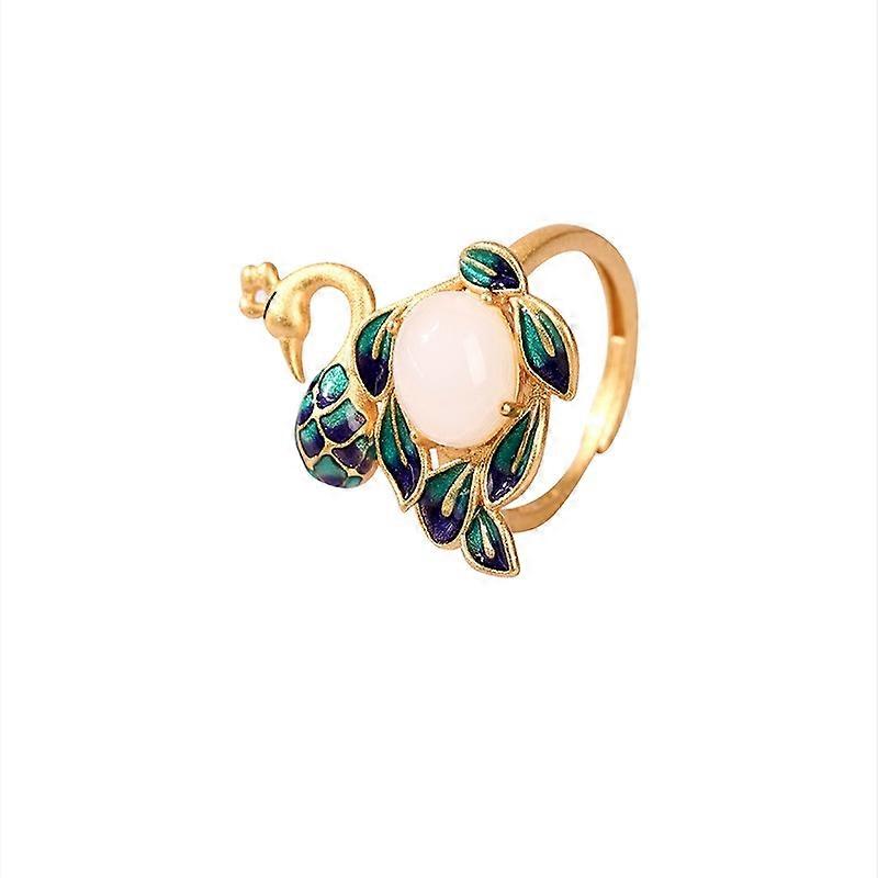 Phoenix Ring Gold Enamel Adjustable Retro Ring Women Jewelry
