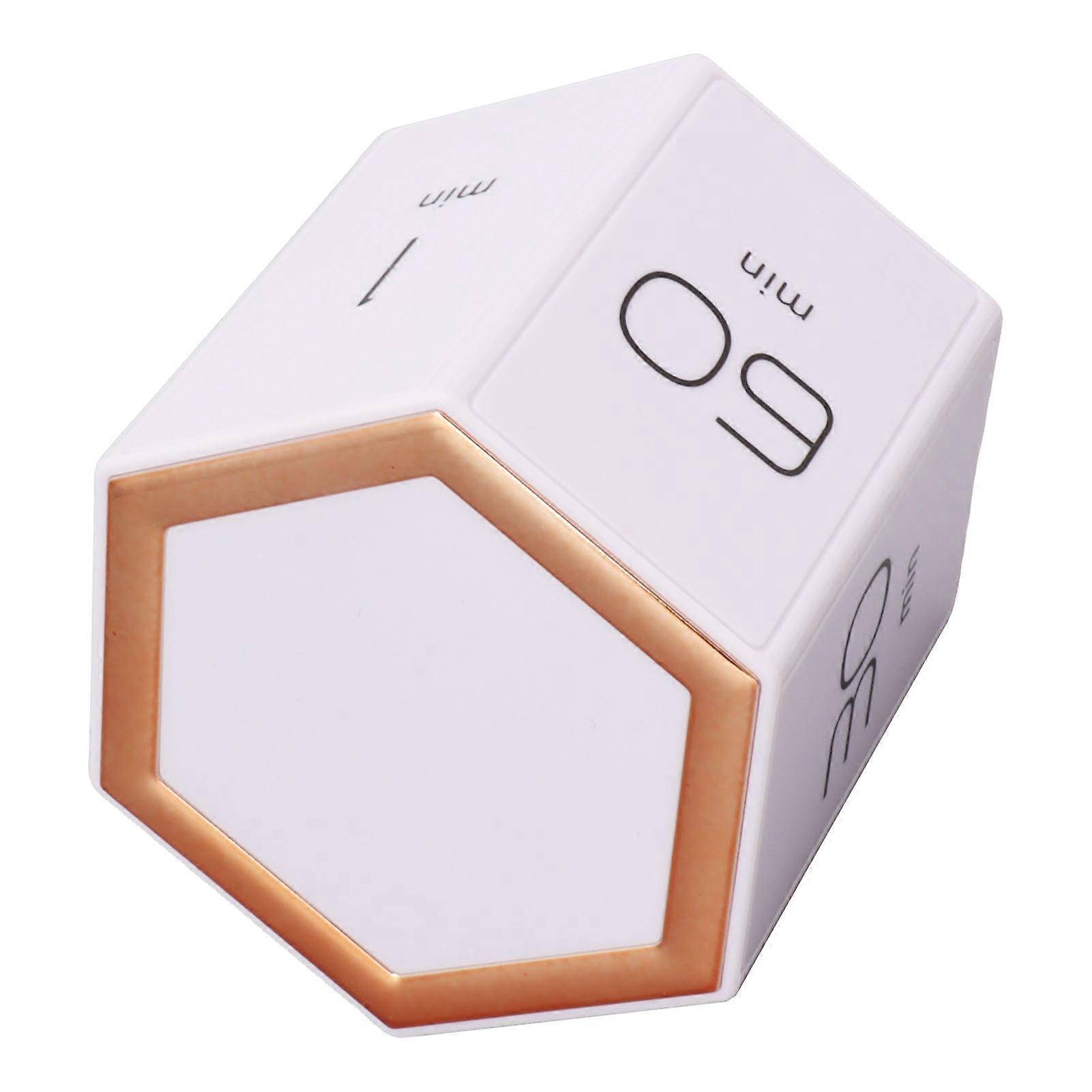 Hex Flip Timer with Mute Alarm Function Magnetic Time Management Cube Timer with LCD Screen for Cooking Studying Working White 